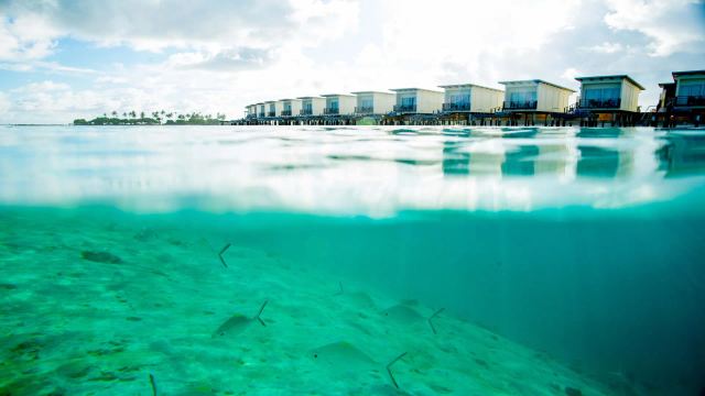 Two Bedroom Overwater Pavilion на Кандуме над лагуной, вид от воды